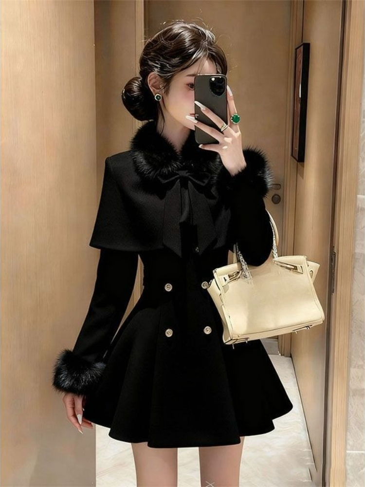 Winter Clothing Ladies - Элегантный французский винтажный шерстяной комплект из