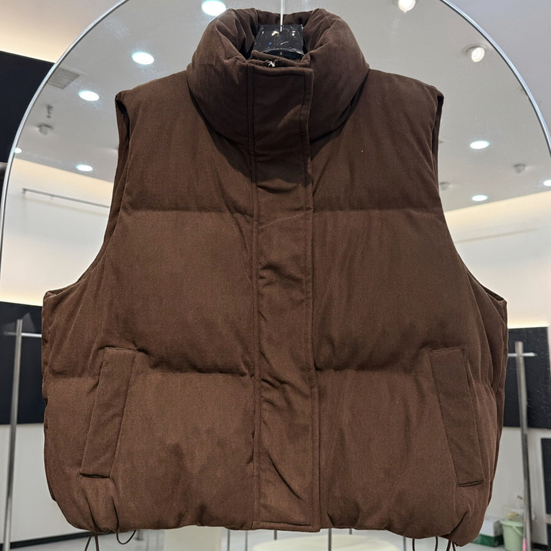 Padded Vest Gilet - Женский пуховик-жилет с высоким воротником, короткий,